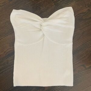 White knit strapless top